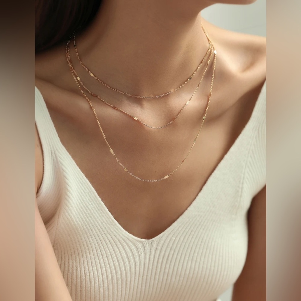 Gold 1pc Layered Dainty Minimalist Necklace